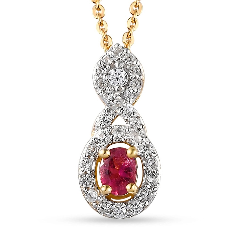 Premium Ouro Fino Rubellite and Natural
White Zircon Infinity Pendant Vermeil 🆕